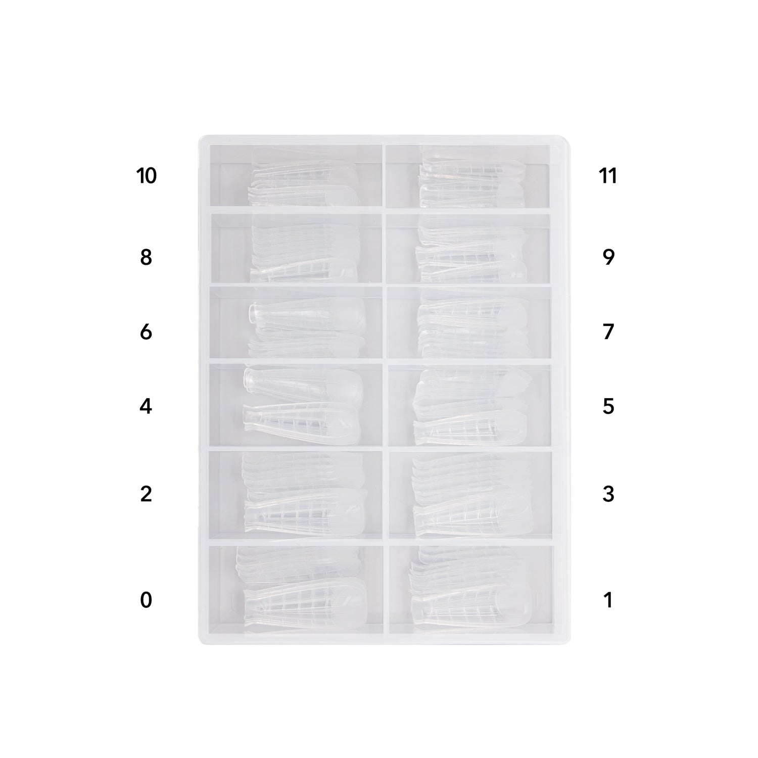 Caixa Nail Dual Form Natural Coffin vista de cima com caixa aberta.