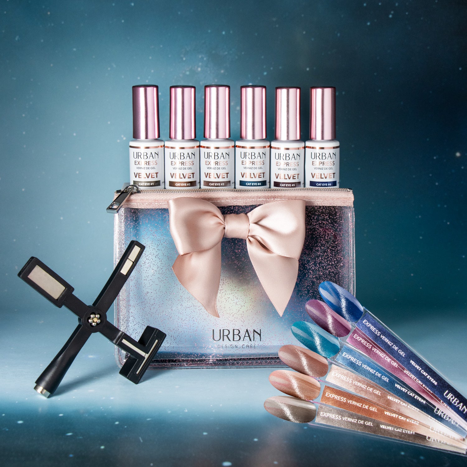 Kit Verniz Gel 6 Cores Express Velvet Cat Eye (