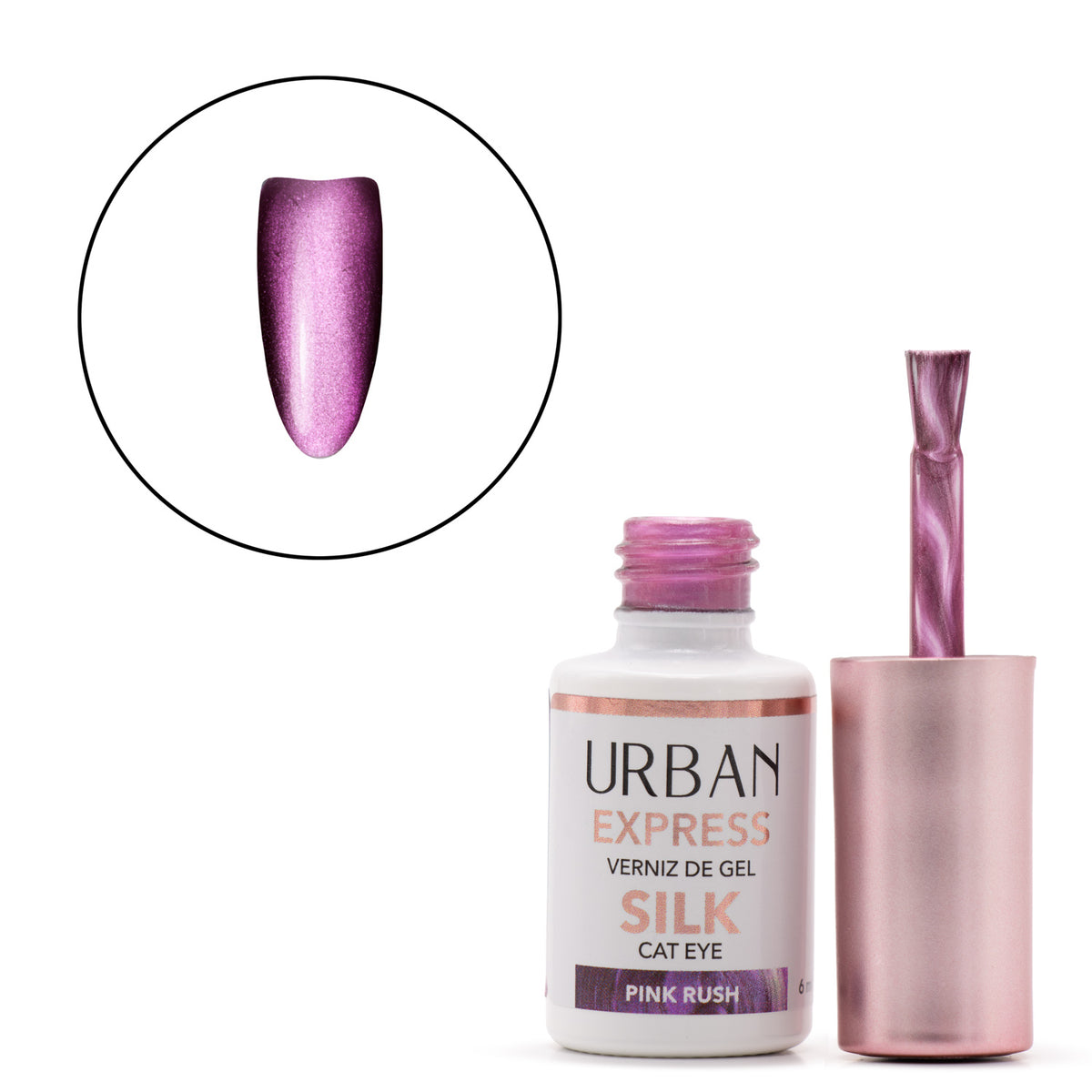 Cor de Verniz Gel Express Silk Cat Eye Pink Rush 6ml