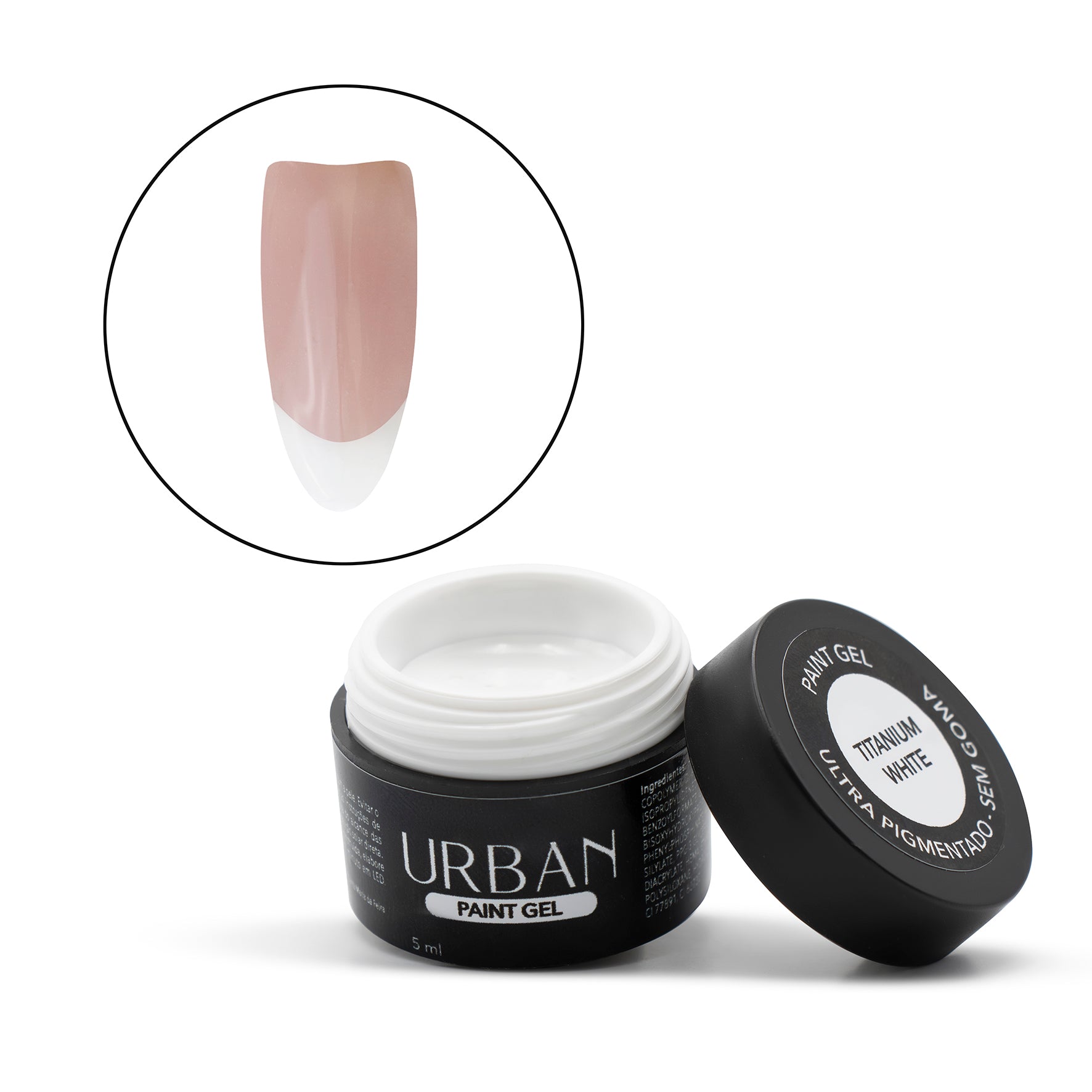 Boião preto com gel branco para manicure