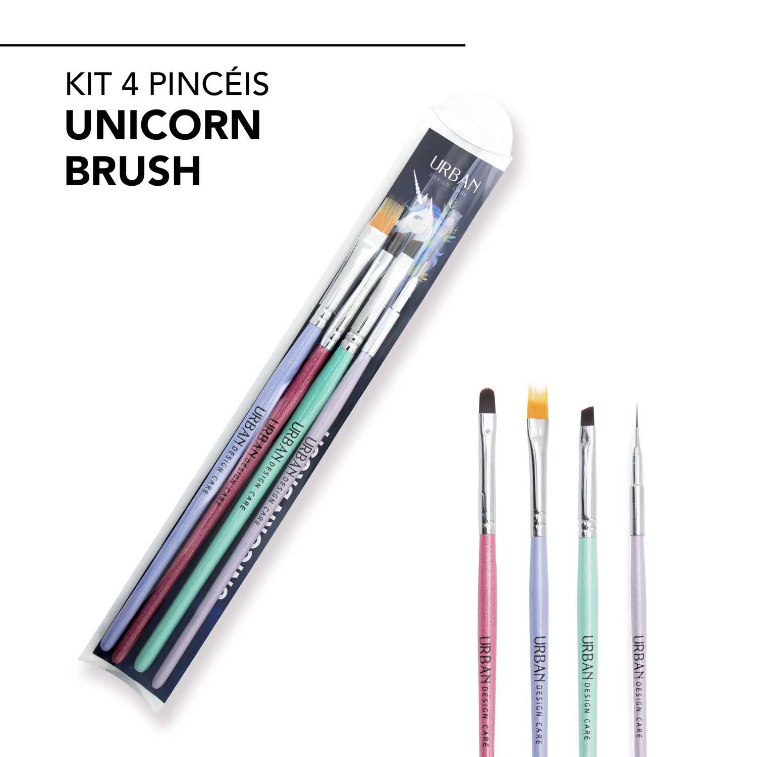 Kit 4 Pincéis Unicorn Brush