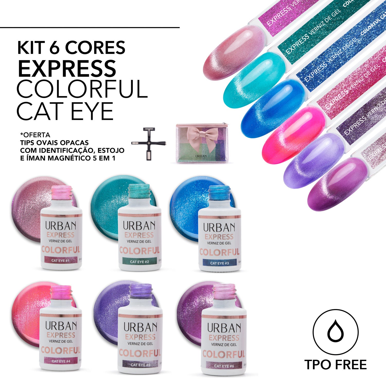 Kit Verniz Gel 6 Cores Express Colorful Cat Eye (