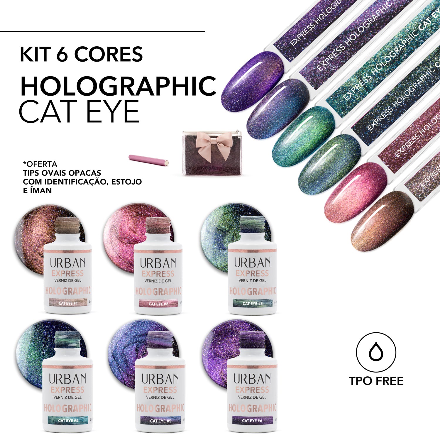 Kit 6 Cores Express Holographic Cat Eye