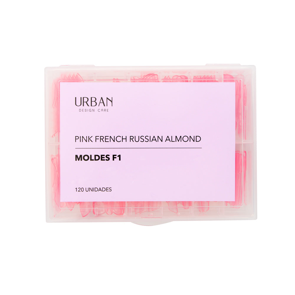 Caixa de Tips Pink French Russian Almond Moldes F1 - 120 uni.