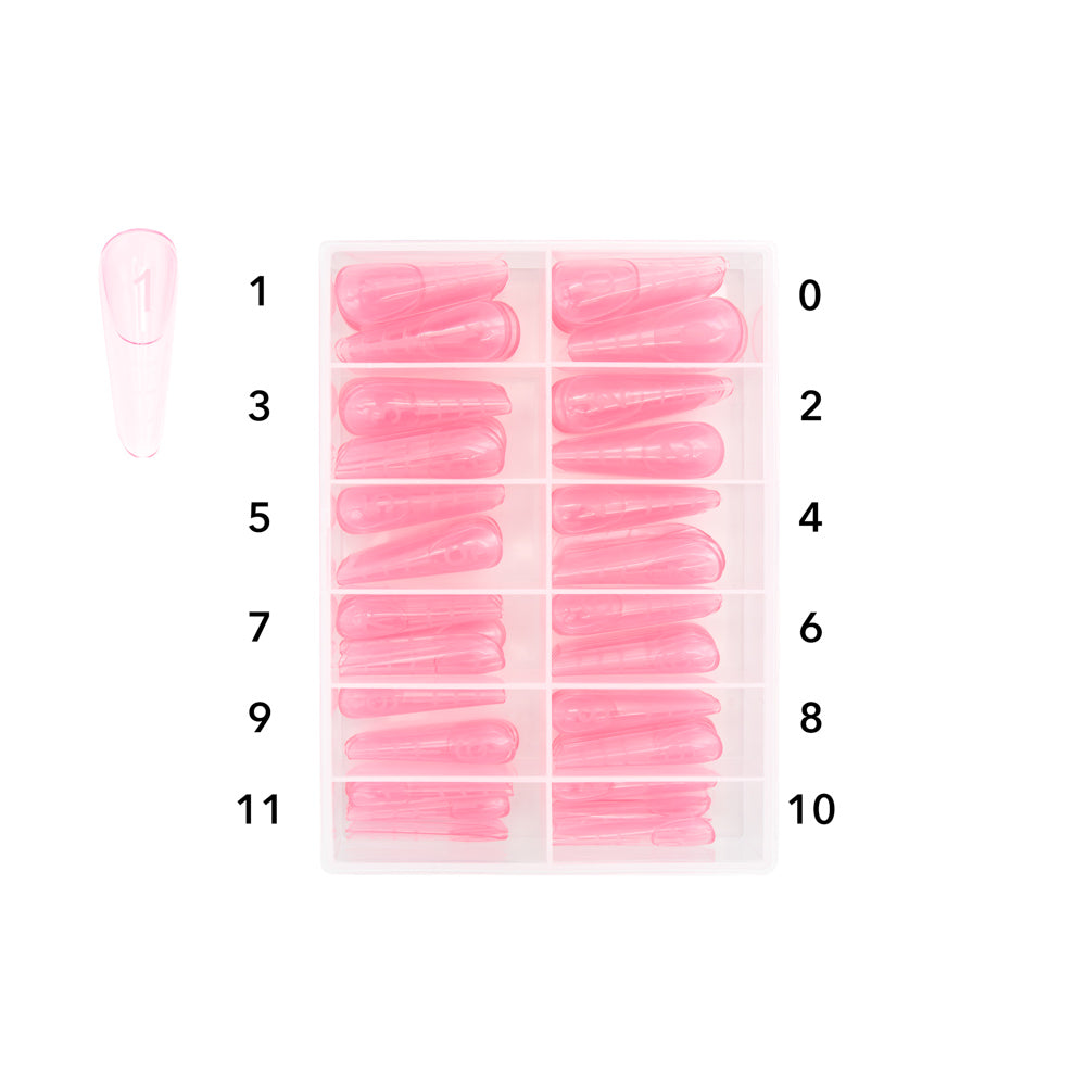 Caixa de Tips Pink French Russian Almond Moldes F1 - 120 uni.