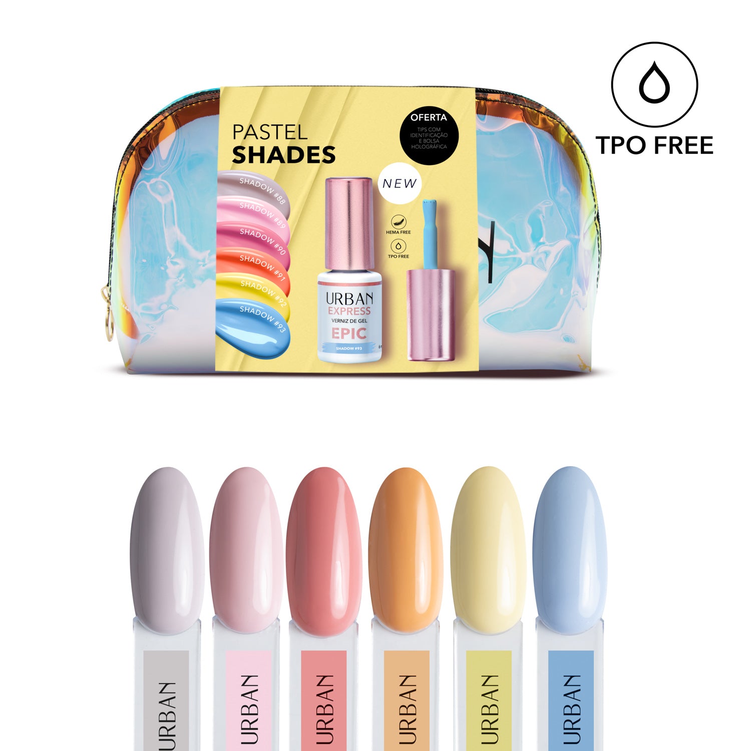 Set 6 Farben Gel-Lack - Express Epic Shadow Pastellfarben (