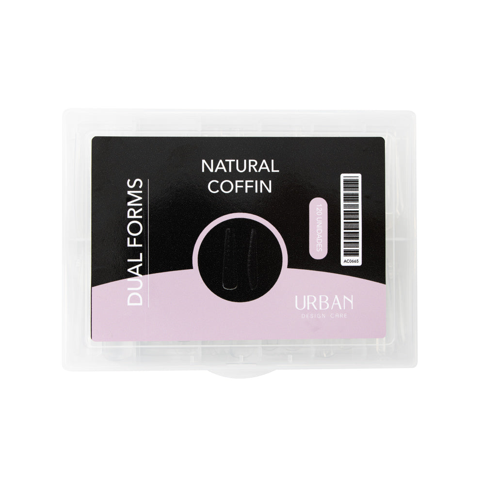 Caixa de Tips Natural Coffin Dual Forms 120 uni.