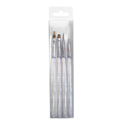 Os 4 pincéis individuais do kit holo clear dentro da embalagem transparente