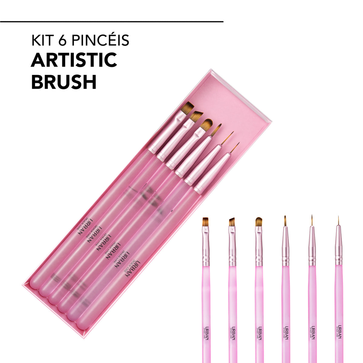 Kit 6 Pincéis Nail Art Artistic Brush