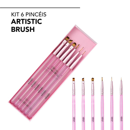 Kit 6 Pincéis Nail Art Artistic Brush