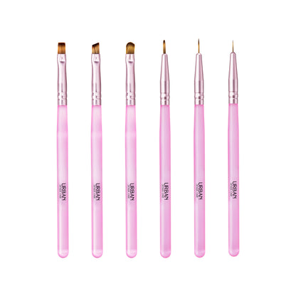 Kit 6 Pincéis Nail Art Artistic Brush