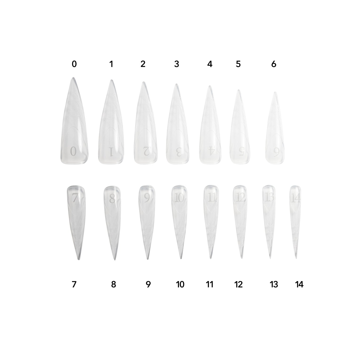 Caixa de Nail Dual Form com os 14 tamanhos diferentes.