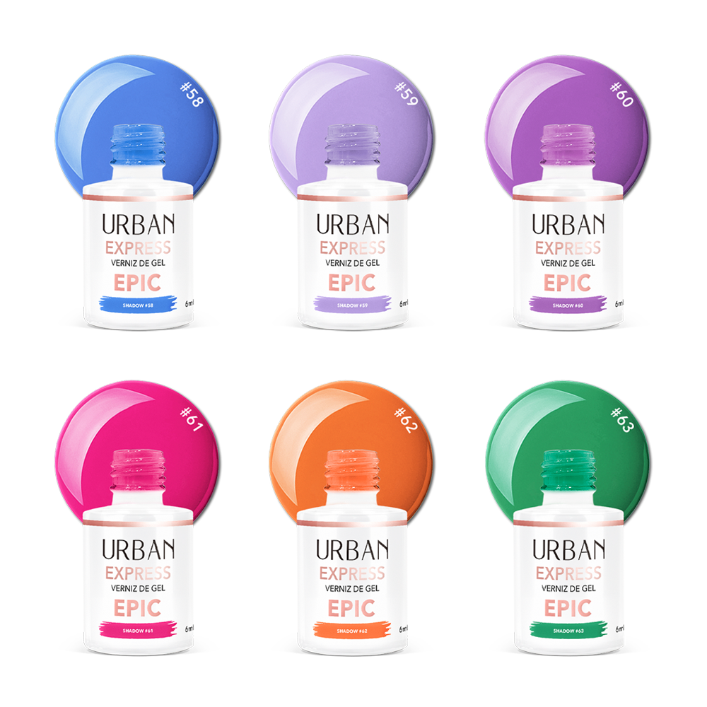 6 boiões a mostrar as cores