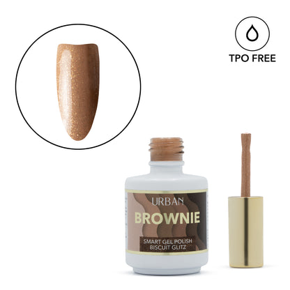 Verniz gel aberto com pincel e tip a mostrar a cor