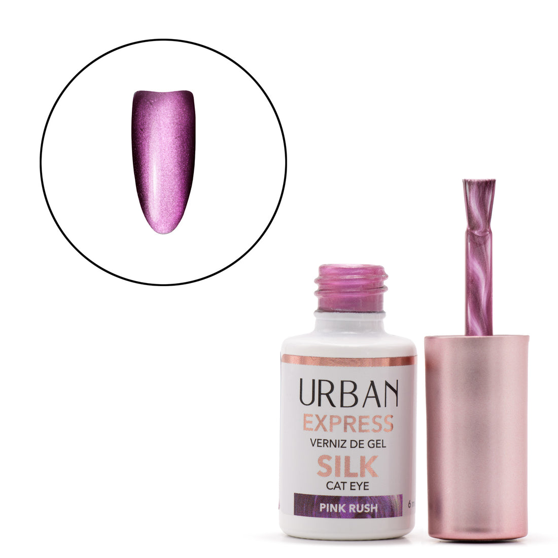 Cor de Verniz Gel Express Silk Cat Eye Pink Rush 6ml