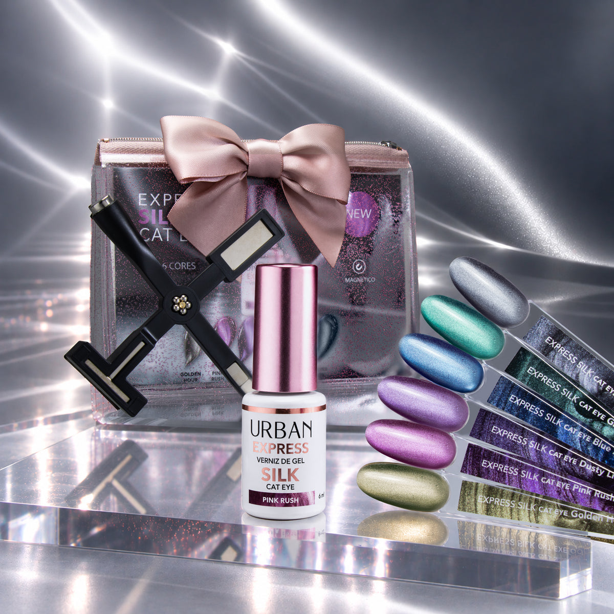 Kit 6 cores de Verniz Gel Express Silk Cat Eye