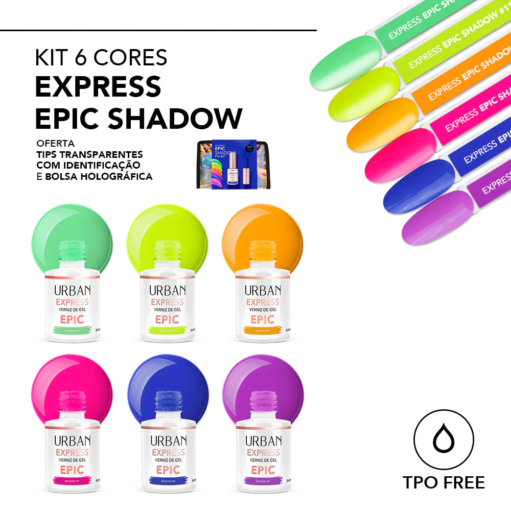 Kit Verniz Gel 6 Cores Express Epic Shadow Néon Shades (