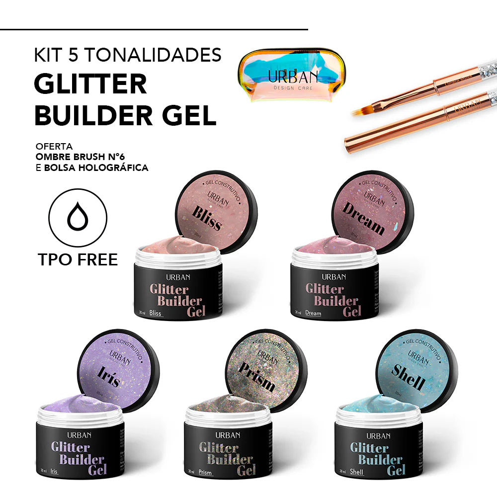 Kit Glitter Builder Gel 5 tonalidades
