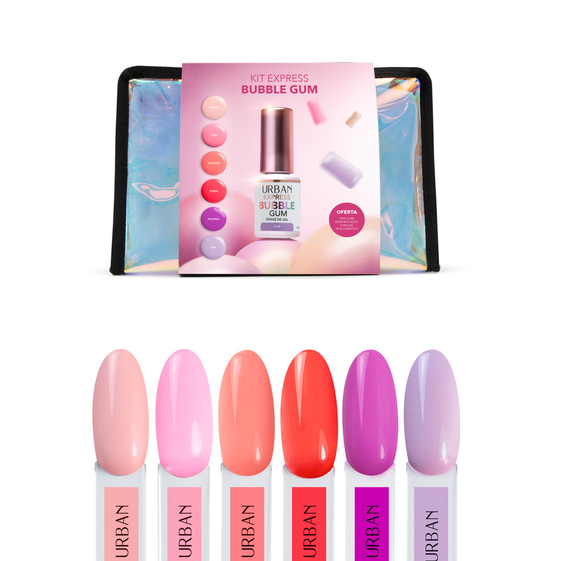 Kit Verniz Gel 6 Cores Express Bubble Gum