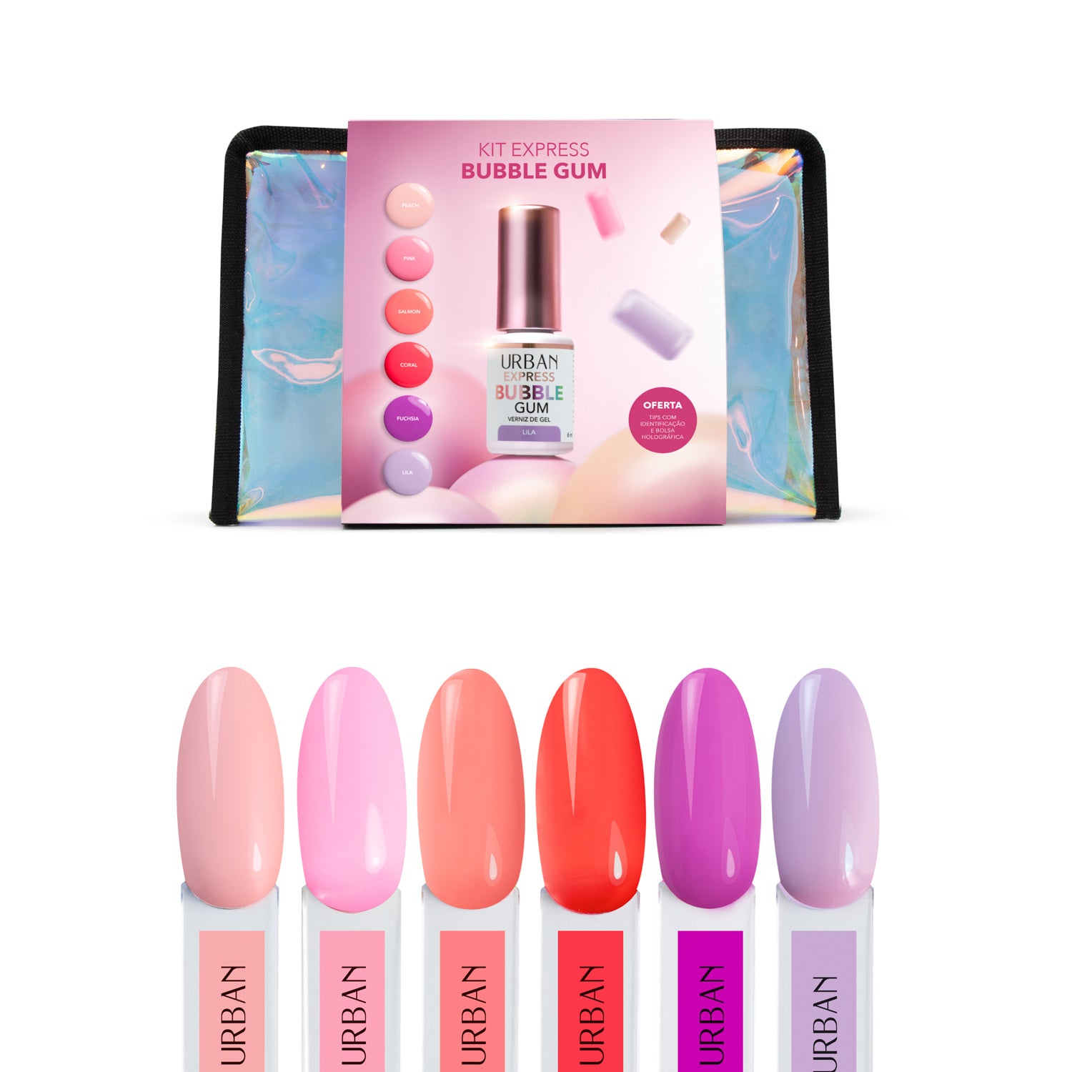 Kit Verniz Gel 6 Cores Express Bubble Gum