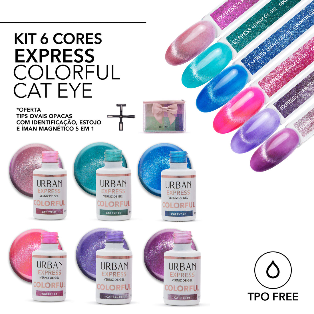 Kit Verniz Gel 6 Cores Express Colorful Cat Eye (