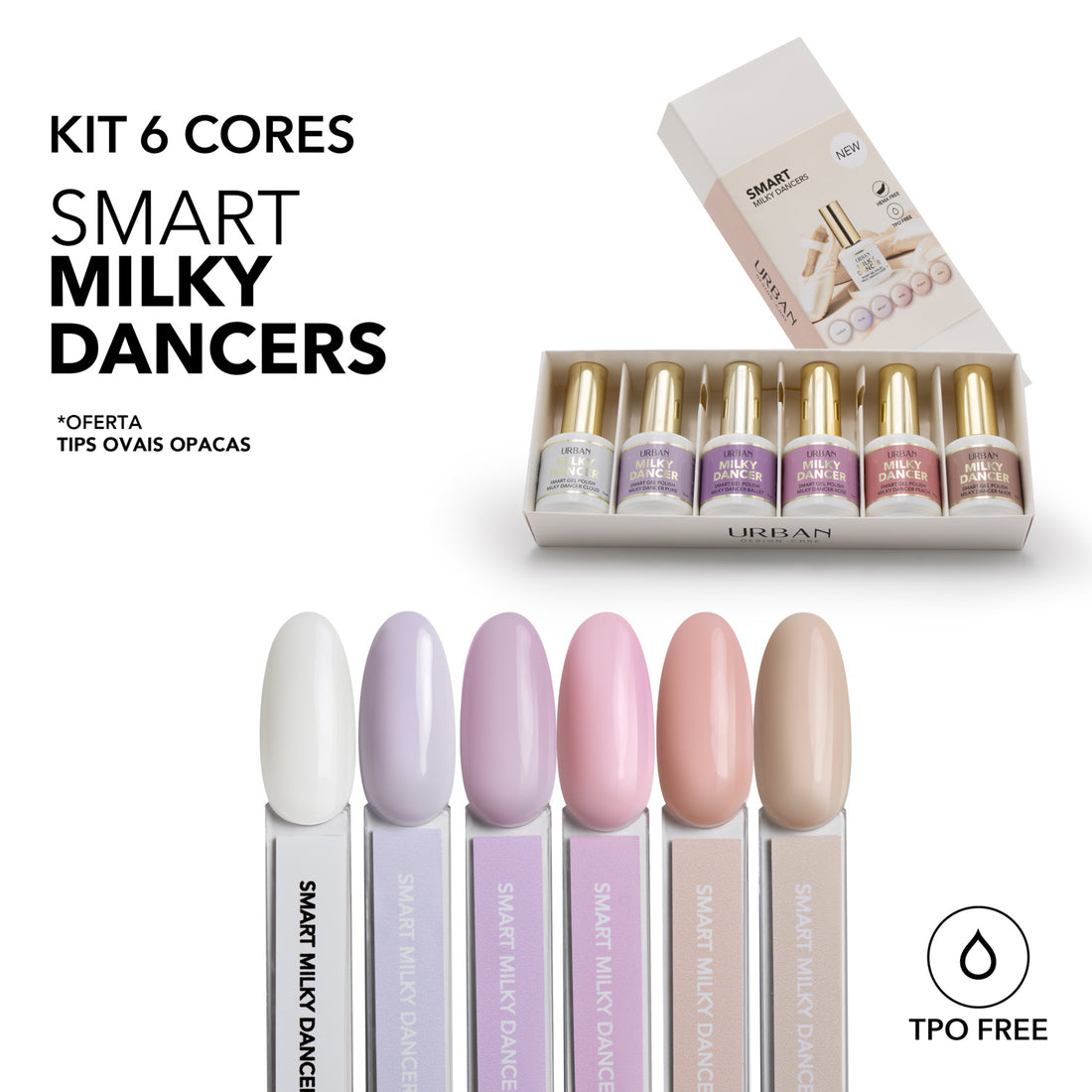 Kit 6 Cores Verniz Gel - Smart Milky Dancers