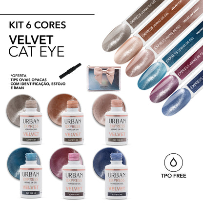 Kit Verniz Gel 6 Cores Express Velvet Cat Eye (
