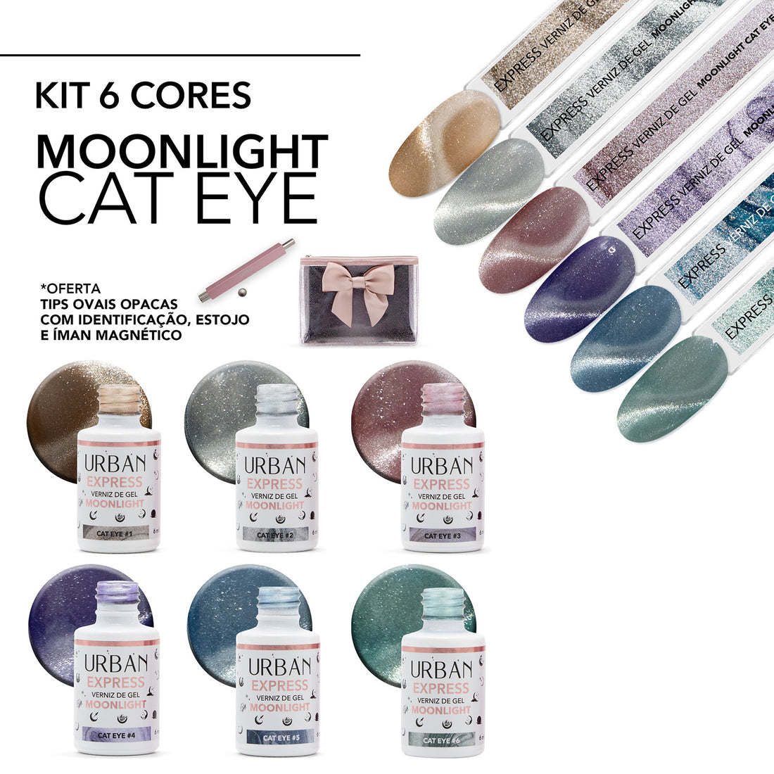 Gel Polish Kit 6 Colors Express Moonlight Cat Eye (