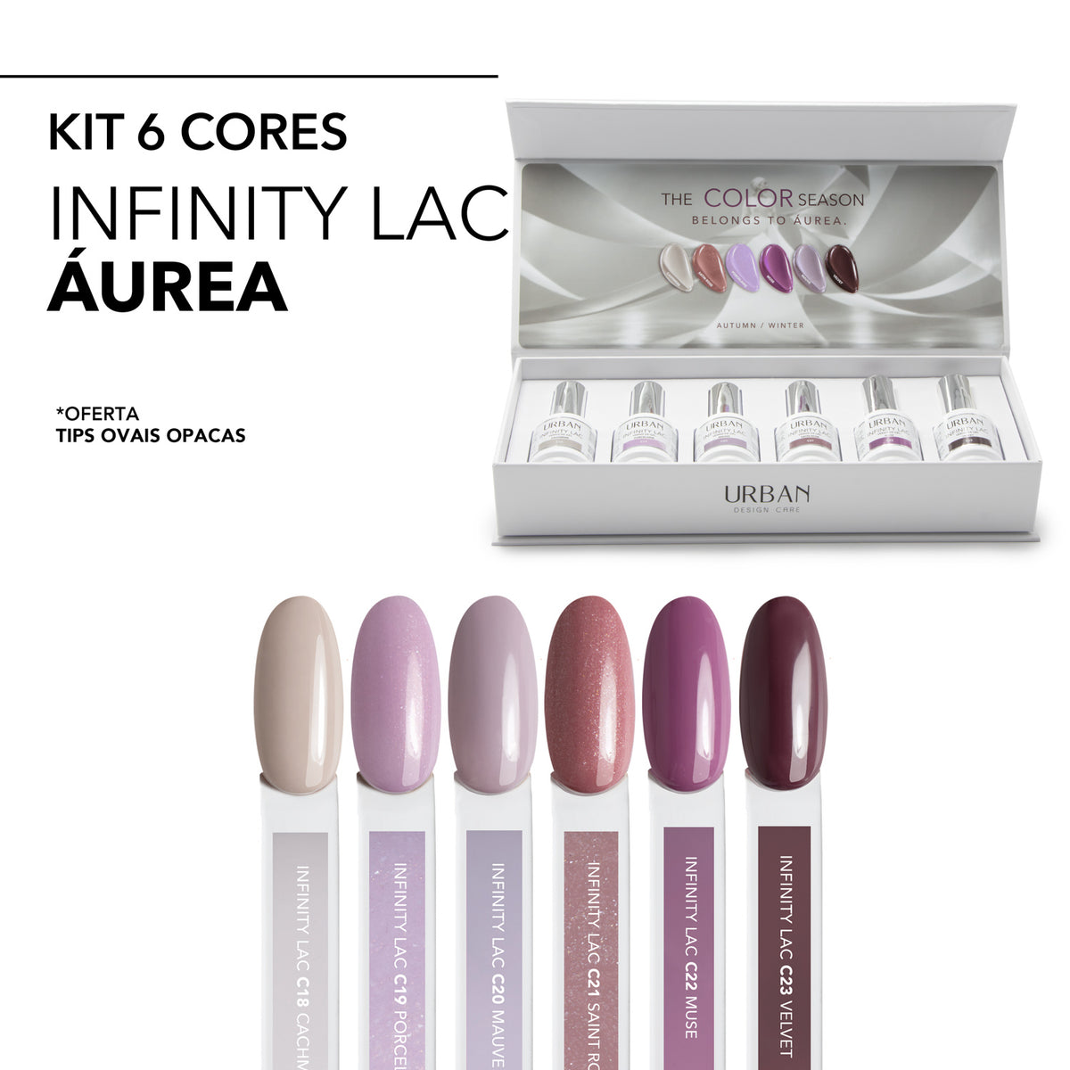 Kit 6 cores de Verniz Gel Infinity Lac Áurea Collection