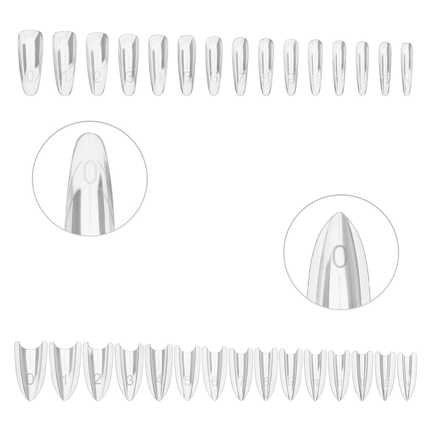 Caixa Dual Form Sandwich Nail Art Almond 240 uni.