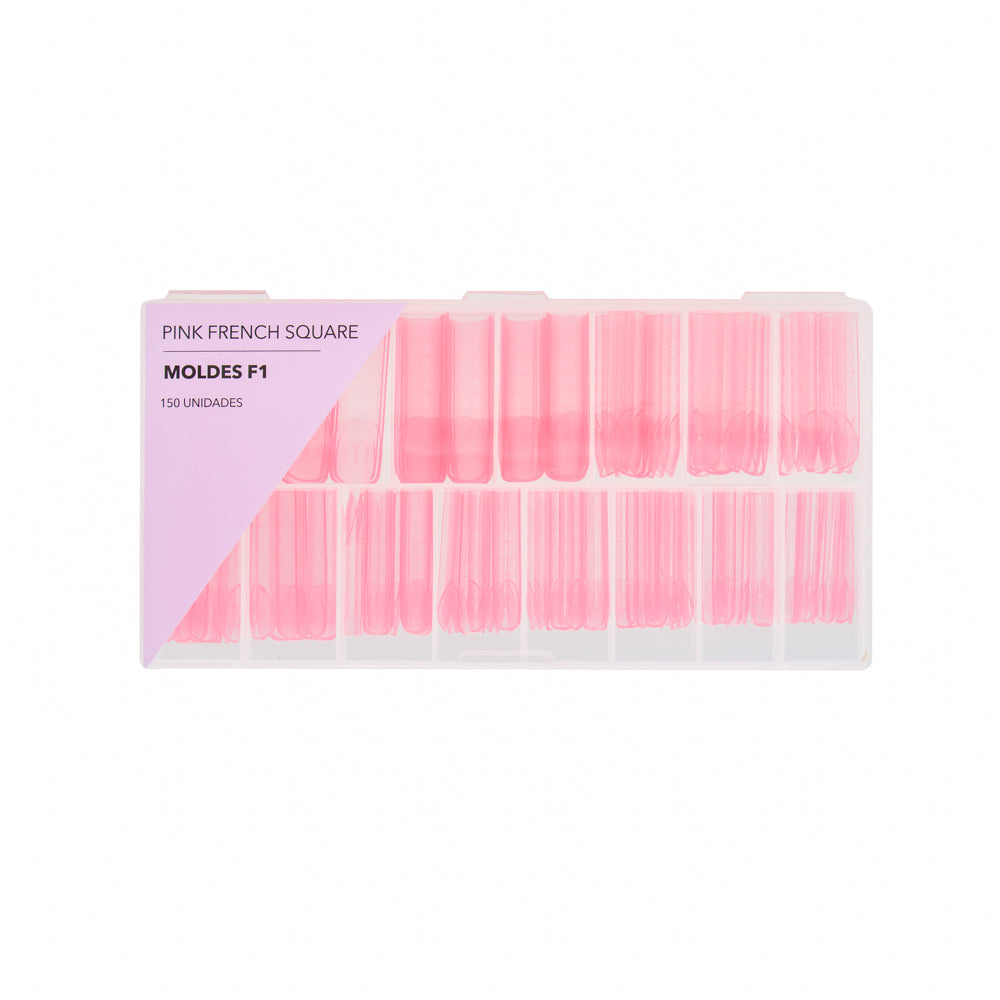 Caixa de Tips Pink French Square Moldes F1 - 150 uni.