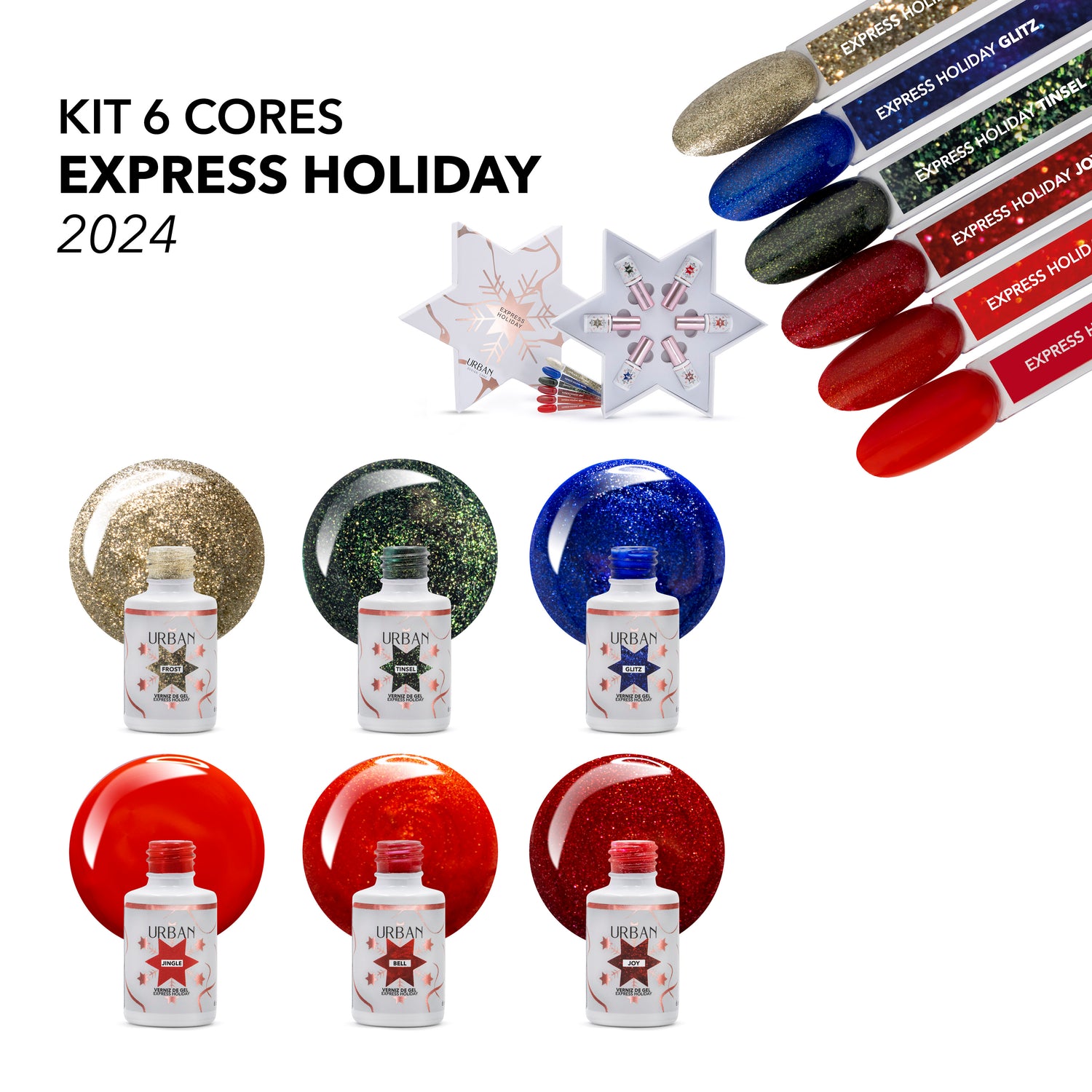 Kit Verniz Gel 6 Cores Express Holiday 2024