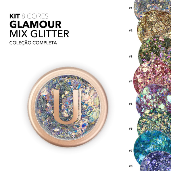 Kit 8 Cores Glamour Glitter